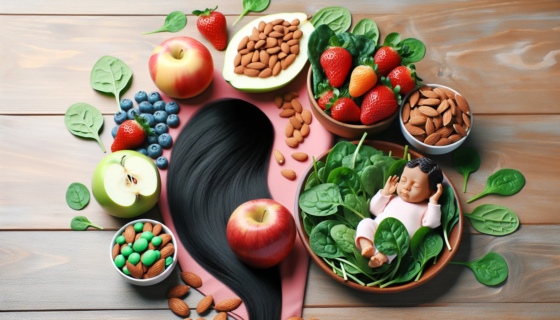 Illustration of various vitamin-rich foods