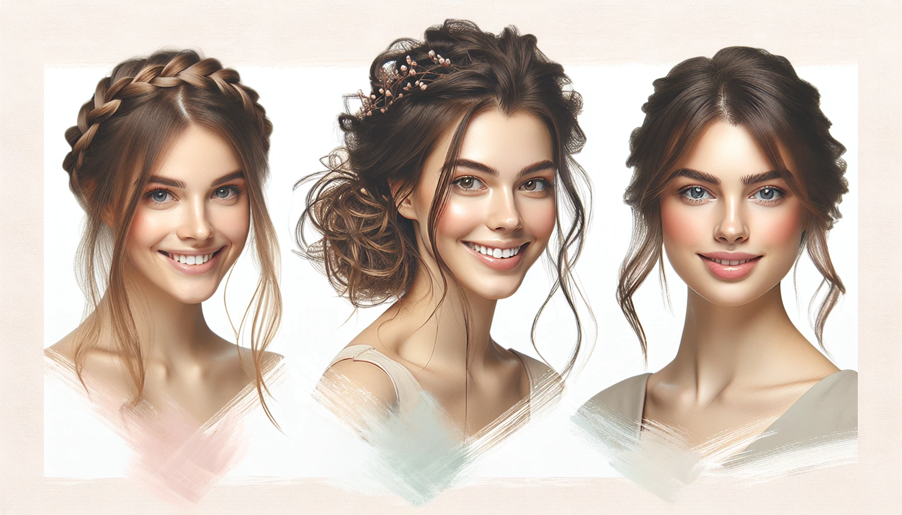 Illustration of different hairstyles to disguise thinning hair during postpartum period