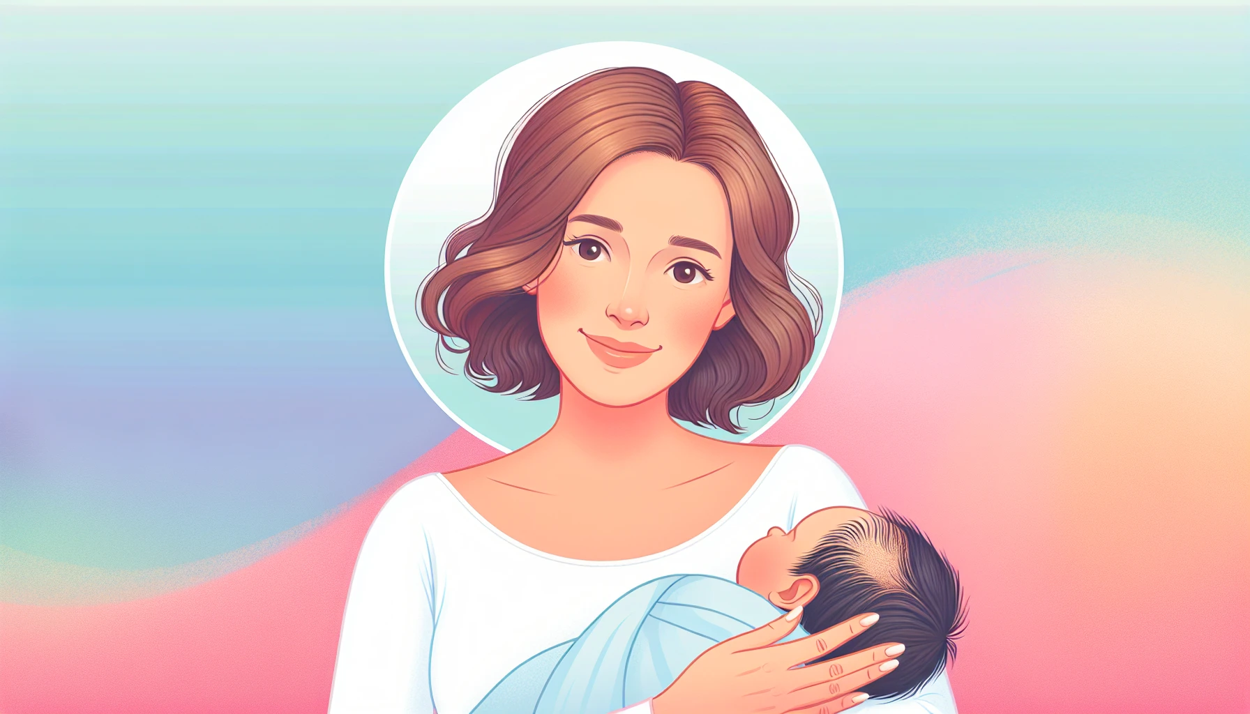 Illustration of a woman experiencing postpartum hair loss